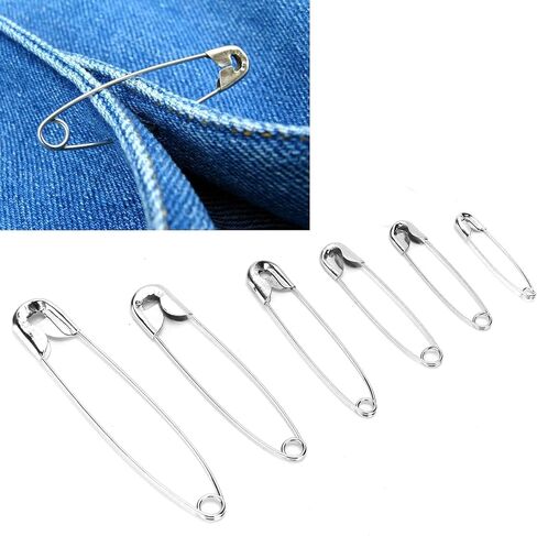 Safety Pins Assorted, 6 Sizes Stainless Steel Safety Pins Sharp Edges Heavy Duty for Clothes, Sewing, Arts & Craft in Saudi Arabia