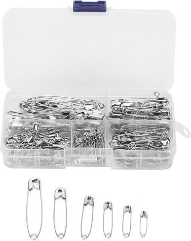 Safety Pins Assorted, 6 Sizes Stainless Steel Safety Pins Sharp Edges Heavy Duty for Clothes, Sewing, Arts & Craft in Saudi Arabia
