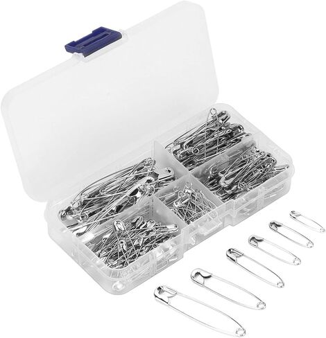 Safety Pins Assorted, 6 Sizes Stainless Steel Safety Pins Sharp Edges Heavy Duty for Clothes, Sewing, Arts & Craft in Saudi Arabia