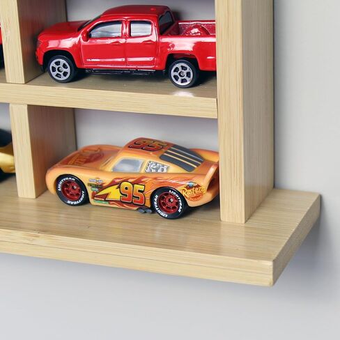 Car Garage Toy Shelf Display - Wall Mount for 1/64 Diecast Toy Cars - Wooden Wheels Shelf - Gift for Collectibles - Wall-Mounted Toy Car Storage Cabinet (105 Cars) in Saudi Arabia