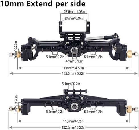1/18 محور بوابة TRX4M ، محور بوابة الألومنيوم 109.6G CNC TRX4M ، محاور بوابة TRX4M الممتدة +10 مم مع خيارين لاعبين ، لأجزاء ترقية محور CRAWLER RC CARLER TRX4M (أسود) in Saudi Arabia
