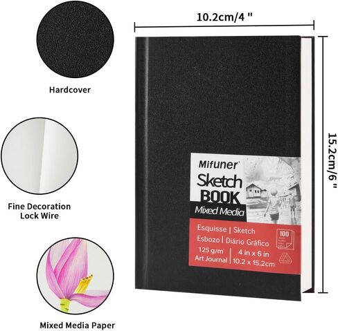 Watercolor Art Sketchbook,5 x 5 inches Portable Hardcover Journal Sketchbook,30 Sheets 140lb/300gsm Acid-Free Drawing Paper,Travel Mixed Media Notebook for Beginners Artists,Morris Blossoms in Kuwait