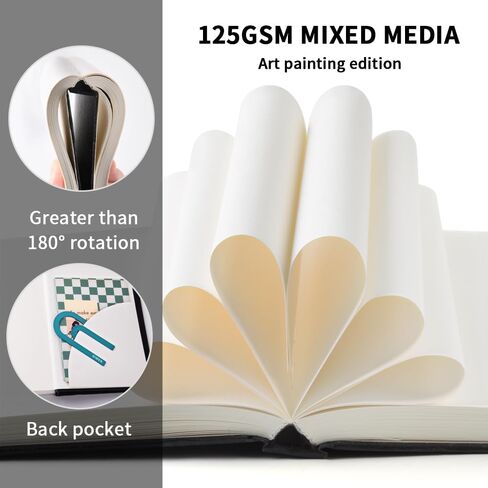 Watercolor Art Sketchbook,5 x 5 inches Portable Hardcover Journal Sketchbook,30 Sheets 140lb/300gsm Acid-Free Drawing Paper,Travel Mixed Media Notebook for Beginners Artists,Morris Blossoms in Kuwait