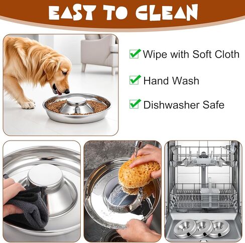 4 Pcs Stainless Steel Puppy Bowls, 10.2 Inch Silver Multiple Puppy Feeding Station, Non Skid Dog Food and Water Bowls for Weaning, Litter Feeding, and Slow Feeder Use in Kuwait