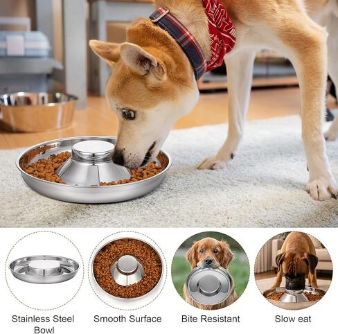4 Pcs Stainless Steel Puppy Bowls, 10.2 Inch Silver Multiple Puppy Feeding Station, Non Skid Dog Food and Water Bowls for Weaning, Litter Feeding, and Slow Feeder Use in Kuwait