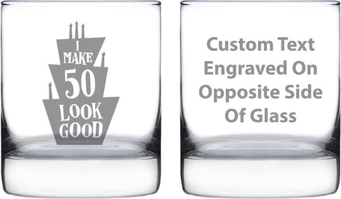 Make 50 Look Good - Funny 50th Birthday Whiskey Rocks Glass Gifts for Men & Women Turning 50 - Whisky Drinking Tumbler in Saudi Arabia