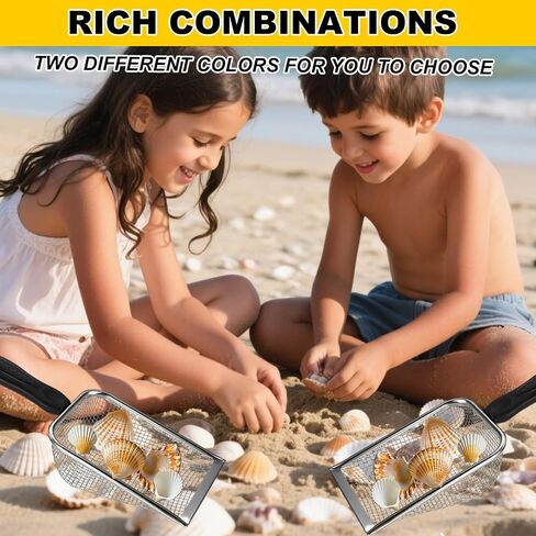 2pcs Beach Mesh Shovels, Stainless Steel Sand Shovels Beach Shell Scooper Summer Toys Accessories for Boys Girls Stainless Steel Sand Sifter for Picking up Shells in Saudi Arabia