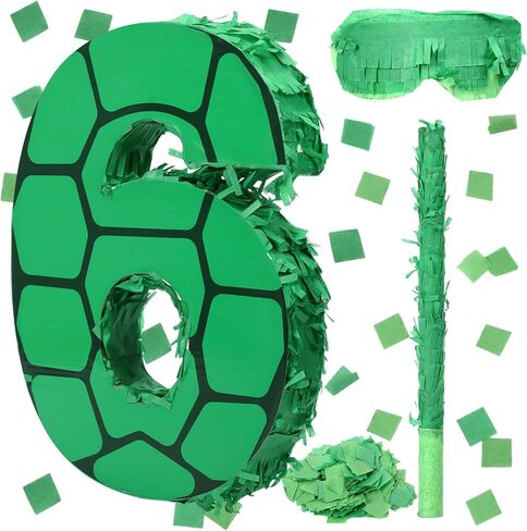 رقم 4 الرسوم المتحركة سلحفاة موضوع piñata مجموعة 13.7 × 9.8 × 1.9 بوصة السلاحف الأخضر piñata مع عصا عظمى معصوفة وخلفية للأطفال الأولاد الفتيات للحيوانات إمدادات عيد ميلاد اللوازم اللعبة in Saudi Arabia