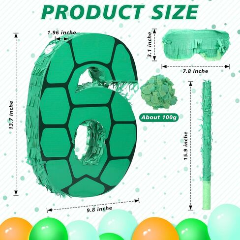 رقم 4 الرسوم المتحركة سلحفاة موضوع piñata مجموعة 13.7 × 9.8 × 1.9 بوصة السلاحف الأخضر piñata مع عصا عظمى معصوفة وخلفية للأطفال الأولاد الفتيات للحيوانات إمدادات عيد ميلاد اللوازم اللعبة in Saudi Arabia