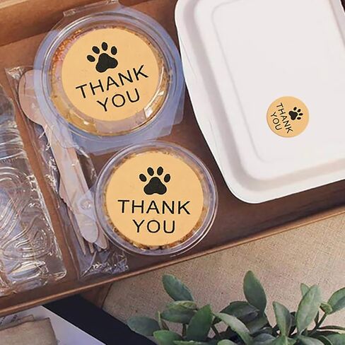 1000 Pcs 1.5 Inch Dog Paw Print Kraft Stickers, Yellow, Round, Custom, Indoor Use, Thank You Labels in Saudi Arabia