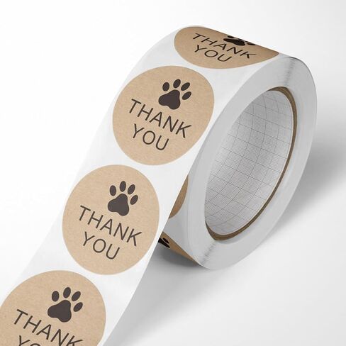 1000 Pcs 1.5 Inch Dog Paw Print Kraft Stickers, Yellow, Round, Custom, Indoor Use, Thank You Labels in Saudi Arabia