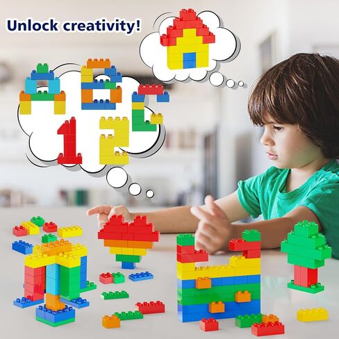 Building Blocks for Toddler (126Pcs) Stacking Toys with 4 Cars, Learning and STEM Fun Montessori Toys, Educational Blocks Age 3+ for Kids Boys & Girls Birthday, Compatible with All Major Brands in Saudi Arabia