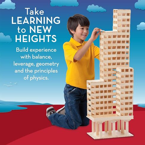 Mindware Keva Structures 600 Planks - مجموعة بناء ثلاثية الأبعاد حرة للأطفال - قم بإنشاء تصميمات الهندسة المعمارية الخاصة بك مع كتل خشبية بسيطة in Kuwait