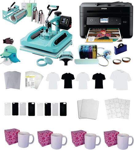 Sublimation Printer 15x15in 8in1 Pro Heat Press 30oz Tumbler CISS Blank Materials Combo Kit in Saudi Arabia