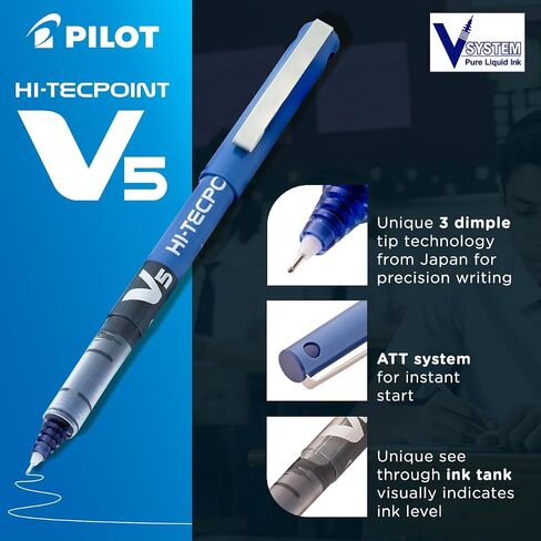 Pilot Hi-Tecpoint V5 Pen, Blue (Pack of 12) in Saudi Arabia