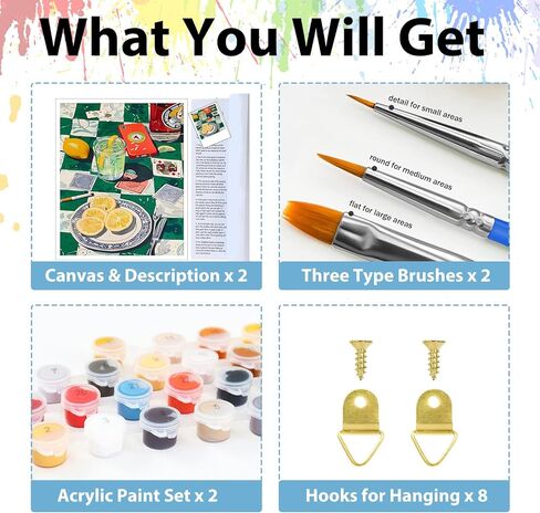 2 عبوة الطلاء حسب عدد البالغين ، طلاء البوكر بواسطة أرقام أرقام للمبتدئين للبالغين ، حرف DIY الطلاء الأكريلي in Kuwait