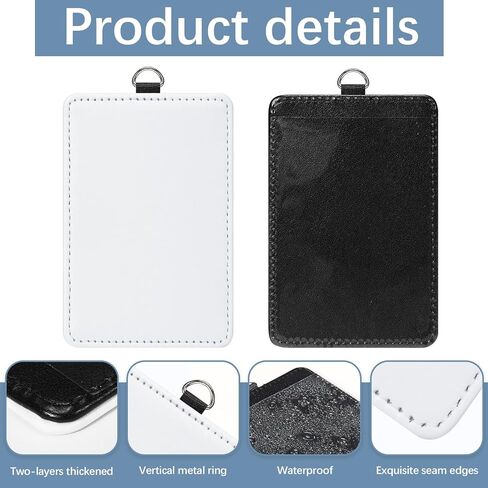 4pcs Sublimation id Badge Holder Blanks Bulk Heat Transfer Print Waterproof Name Tags Blank pu Leather ID Card Sublimation Card Holder in Kuwait