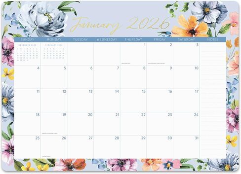 Orange Circle Studio 2026 Decorative Desk Blotter Calendar/Academic Planner, Bella Flora, Desk Pad, Desktop Mat, Wall Hanging Large Monthly Planner for Home Office, Classroom, School, Easy Planning in Kuwait