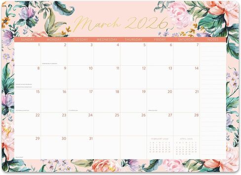 Orange Circle Studio 2026 Decorative Desk Blotter Calendar/Academic Planner, Bella Flora, Desk Pad, Desktop Mat, Wall Hanging Large Monthly Planner for Home Office, Classroom, School, Easy Planning in Kuwait