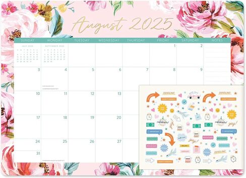 Orange Circle Studio 2026 Decorative Desk Blotter Calendar/Academic Planner, Bella Flora, Desk Pad, Desktop Mat, Wall Hanging Large Monthly Planner for Home Office, Classroom, School, Easy Planning in Kuwait