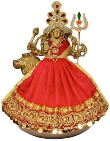 Navratri Special ، Mata Rani Vastra ، Devi Mata Poshak ، Durga Mata Dress ، Radha Rani Poshak للوقوف المعبود ، مصنوع من قطعة قماش من الحرير (أبيض ، 8 بوصات) in Saudi Arabia