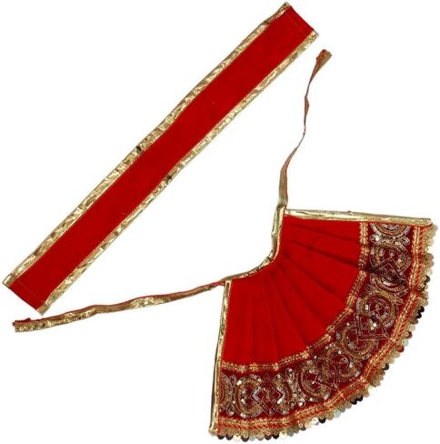 Navratri Special ، Mata Rani Vastra ، Devi Mata Poshak ، Durga Mata Dress ، Radha Rani Poshak للوقوف المعبود ، مصنوع من قطعة قماش من الحرير (أبيض ، 8 بوصات) in Saudi Arabia