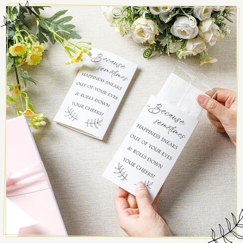 Clabby 48 Pack Wedding Tissues Packs for Guests Happy Tears Tissues 3 Ply for Wedding Welcome Guest Bag Gift Custom Holder Party Favors(White) in Saudi Arabia