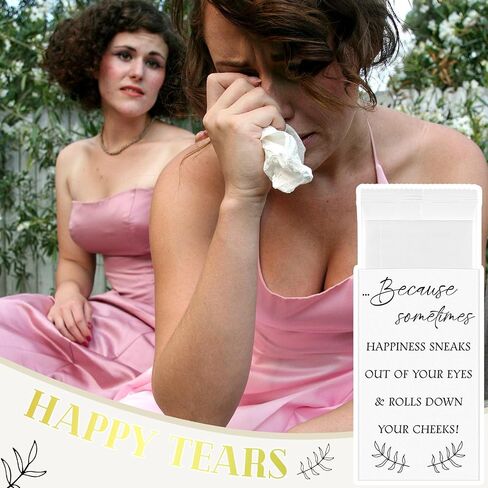 Clabby 48 Pack Wedding Tissues Packs for Guests Happy Tears Tissues 3 Ply for Wedding Welcome Guest Bag Gift Custom Holder Party Favors(White) in Saudi Arabia
