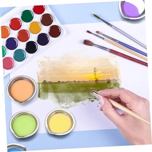 Gadpiparty 18-Piece Stainless Steel Paint Palette Set Reusable Multi-Function Watercolor Tray for Artists Students and Artisans Easy Pour Design for School and Home Use in Saudi Arabia