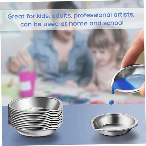 Gadpiparty 18-Piece Stainless Steel Paint Palette Set Reusable Multi-Function Watercolor Tray for Artists Students and Artisans Easy Pour Design for School and Home Use in Saudi Arabia