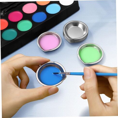 Gadpiparty 18-Piece Stainless Steel Paint Palette Set Reusable Multi-Function Watercolor Tray for Artists Students and Artisans Easy Pour Design for School and Home Use in Saudi Arabia