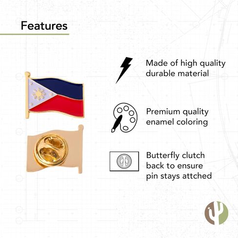 Philippines Lapel Pin Enamel with United States USA Souvenir Hat Men Women Patriotic Country (Double Flag Pin) in Kuwait