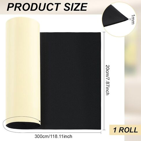 Benecreat 118x7.87 بوصة سوداء لفة رغوة إيفا لائحة إيفا ، ورقة مطاطية رغوية سميكة 1 مم للحماية الأثاث ، وملء الفجوة ، والأزياء وغيرها من المشروع الحرفية in Kuwait