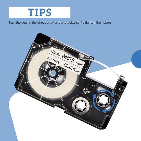 Greencycle 6PK متوافق مع XR-18WE XR-18WE2S AR-18WE 18MM 3/4 "EZ Black on White Label Maker Tape لـ KL-8100 KL-820SET-HP KL-C500 KL-P1000 LABEL in Saudi Arabia