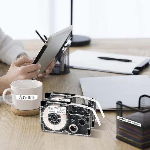 Greencycle 6PK متوافق مع XR-18WE XR-18WE2S AR-18WE 18MM 3/4 "EZ Black on White Label Maker Tape لـ KL-8100 KL-820SET-HP KL-C500 KL-P1000 LABEL in Saudi Arabia