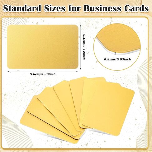 100 PCS Metal Business Card Blanks 0.8 مم السميكة الأنودونية الفراغات بالليزر الفراغات بلانكس بلوك 86 × 54 × 0.8 ملم لبطاقات الهدايا المخصصة DIY (الذهب والأسود) in Kuwait