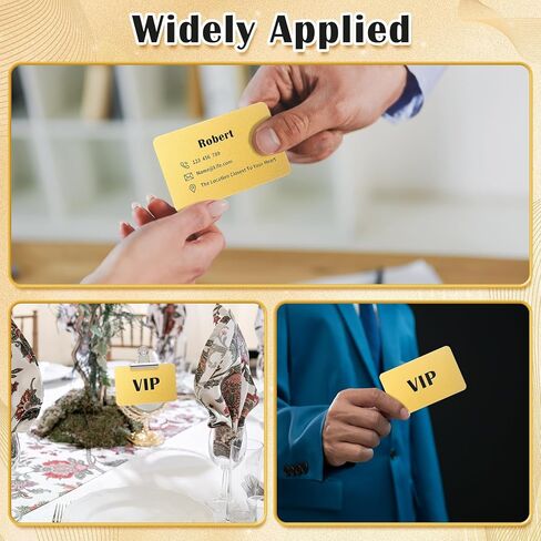 100 PCS Metal Business Card Blanks 0.8 مم السميكة الأنودونية الفراغات بالليزر الفراغات بلانكس بلوك 86 × 54 × 0.8 ملم لبطاقات الهدايا المخصصة DIY (الذهب والأسود) in Kuwait