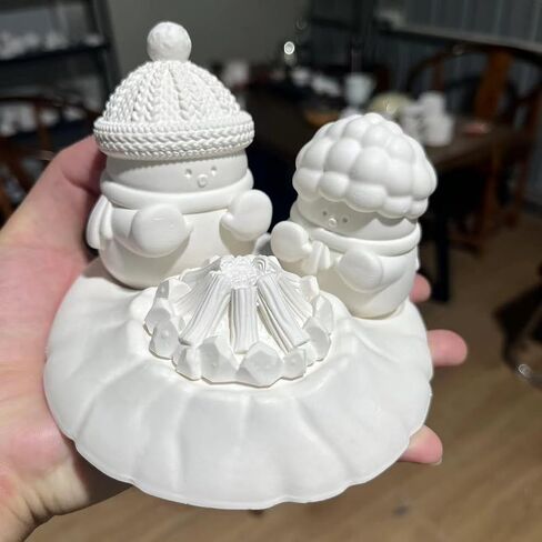 Cestony 4Pcs Snowman Roasting a Bonfire Shaped Candle Silicone Molds for Making Candle Resin Pillar Aromatherapy Candles Wax Soap Flower Specimen Clay Craft in Saudi Arabia