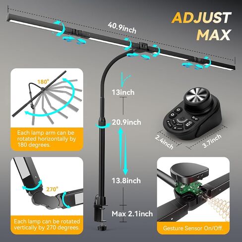 Adjustable LED Desk Lamp – Stepless Dimming & Color Temp Remote Control, Eye-Caring 4 Large Bright Light Souce for Home Office, Gooseneck, Clamp Base, 5 Lighting Modes for Reading, Computer, DIY in Saudi Arabia