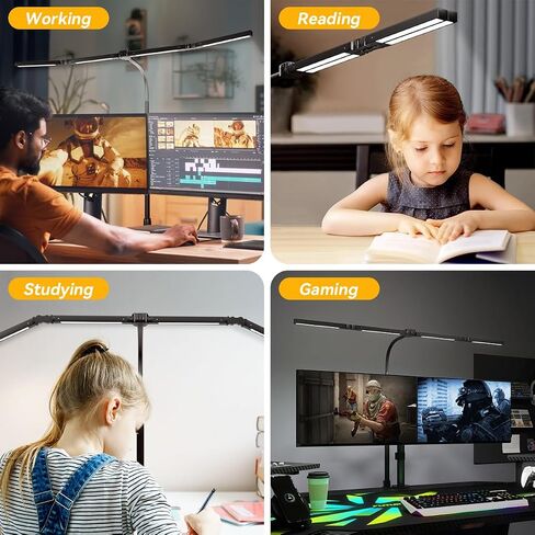 Adjustable LED Desk Lamp – Stepless Dimming & Color Temp Remote Control, Eye-Caring 4 Large Bright Light Souce for Home Office, Gooseneck, Clamp Base, 5 Lighting Modes for Reading, Computer, DIY in Saudi Arabia