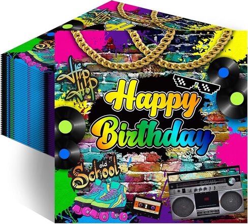 Avezano 100 Pcs 80’s Party Npkins 6.5 x 6.5" 80s Birthday Hip Hop Birthday Party Decorations Supplies Retro 80s Theme Party Paper Napkins in Saudi Arabia