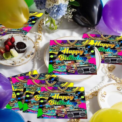 Avezano 100 Pcs 80’s Party Npkins 6.5 x 6.5" 80s Birthday Hip Hop Birthday Party Decorations Supplies Retro 80s Theme Party Paper Napkins in Saudi Arabia