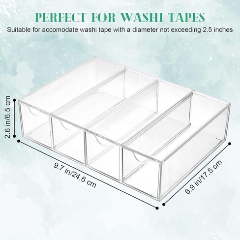 Chunful 3 Pack Acrylic Washi Tape Organizer ، حامل تخزين شريط Washi Clear مع 4 أدراج منزلق ، إكسسوارات مكتب عرض Caddy Craft Box لمستلزمات الفنون الفنية القصوى in Saudi Arabia