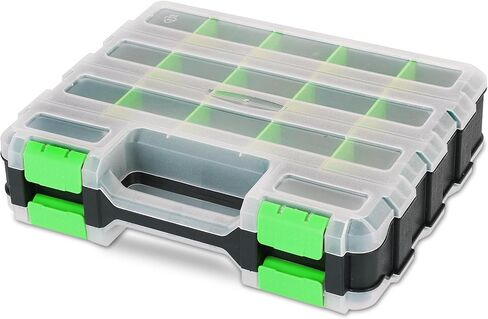 Small Parts Organizer | Storage Case Tools Box 34-Compartments Double Side Organizer Box with Removable Dividers for Small Hardware, Screws, Bolts, Nuts, Nails, Beads (Blue) in Saudi Arabia