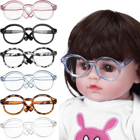 نظارات دمية Nuobesty ، 6pcs Mini Dolls Sunglses مقابل 18 بوصة دمى تلبيس النظارات مع عدسة واضحة لملحقات أزياء الدمية ، لوازم صنع DIY in Saudi Arabia