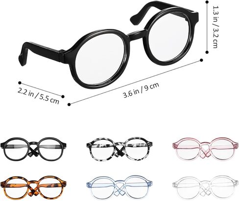 نظارات دمية Nuobesty ، 6pcs Mini Dolls Sunglses مقابل 18 بوصة دمى تلبيس النظارات مع عدسة واضحة لملحقات أزياء الدمية ، لوازم صنع DIY in Saudi Arabia