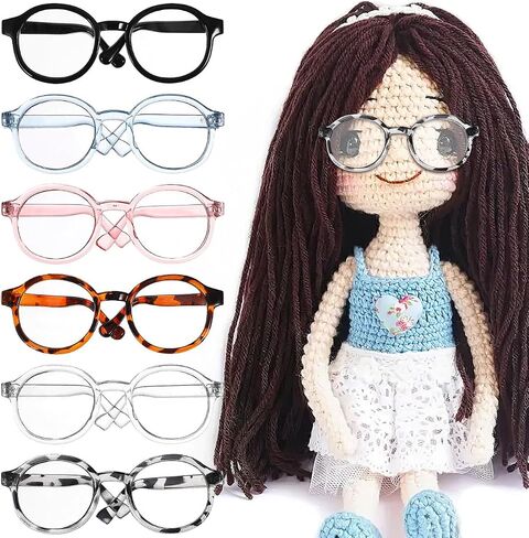 نظارات دمية Nuobesty ، 6pcs Mini Dolls Sunglses مقابل 18 بوصة دمى تلبيس النظارات مع عدسة واضحة لملحقات أزياء الدمية ، لوازم صنع DIY in Saudi Arabia