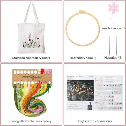 Vivoloom canvas مجموعة تطريز حقيبة للمبتدئين ، مجموعة DIY Needlepoint مع نمط فريد ، وتشمل التعليمات ، وخيوط ملونة ، وأدوات للبالغين in Saudi Arabia
