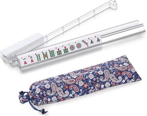 Mahjong Racks with Pushers, 4 Mah Jongg Clear Acrylic American All-in-One Tile Rack & Pusher Accessories Gifts (Milk White) in Kuwait