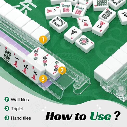 Mahjong Racks with Pushers, 4 Mah Jongg Clear Acrylic American All-in-One Tile Rack & Pusher Accessories Gifts (Milk White) in Kuwait